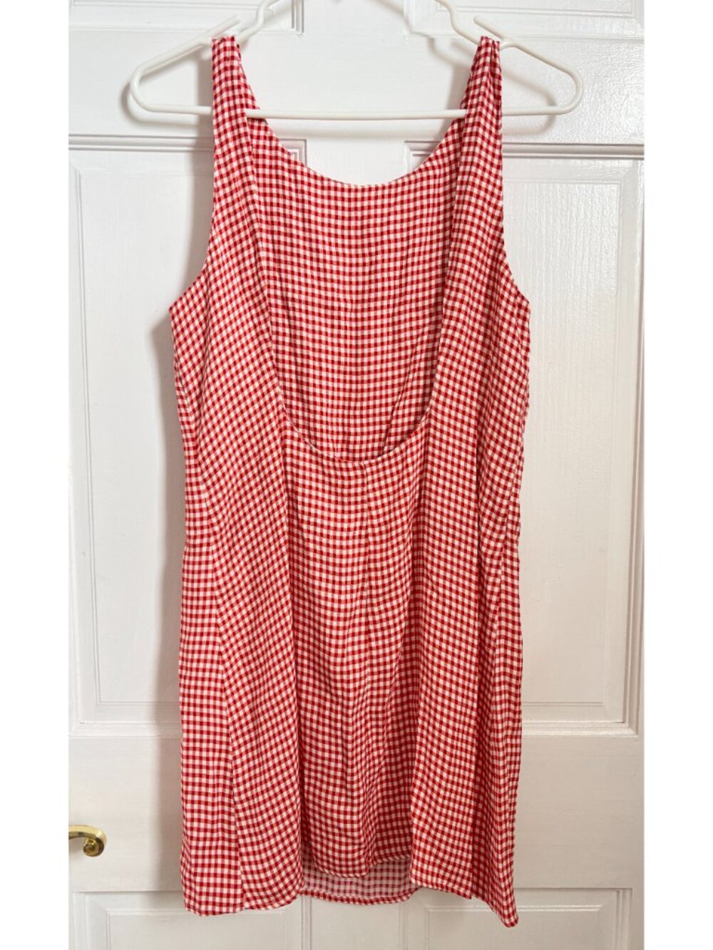 Reformation Rosemond Dress Strawberry Check Gingham 4 Red White Mini Open Back - Picture 8 of 9